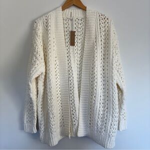 Hello Nite Revolve Morocco Chunky Chenille Knit Cardigan in Cream NWT Size: M